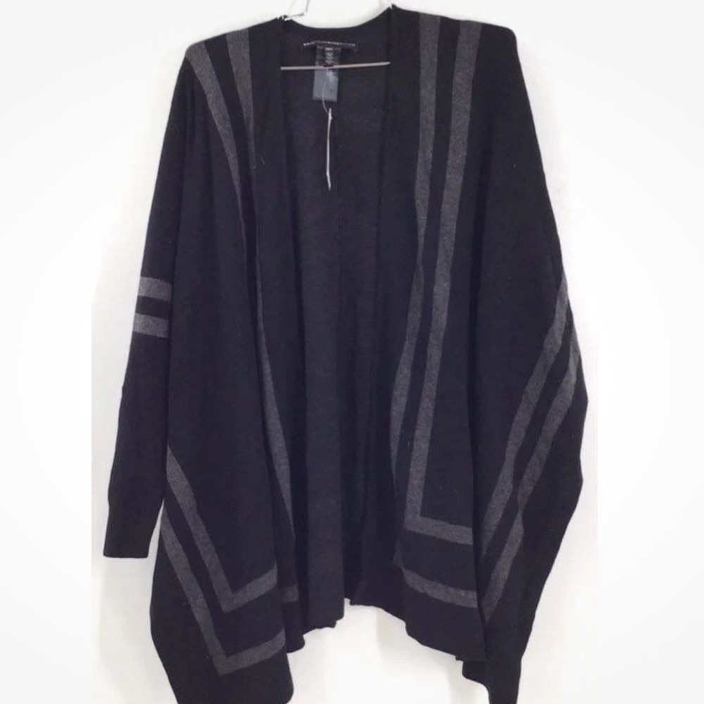 WHBM Long Sleeve Tonal Ruana in Black Combo Sz  XS/SM NWT - Picture 5 of 8